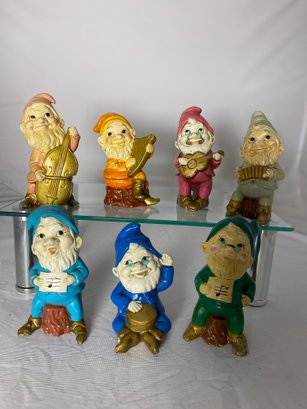Mid Century Vintage Musical Gnome Set - Set Of 7
