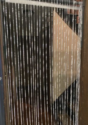 Clear Sparkly Beaded Curtain With Attached Rod