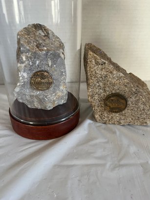 2 Collectible Stone Fragments - Blarney Stone And Stone Mountain