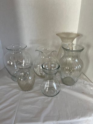 Lot Of Assorted Sized Glass Vases