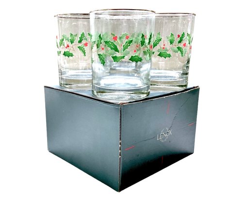 Set Of Eight Lenox Holiday Double On The Rocks Glasses
