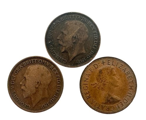 Trio Of English Pennies
