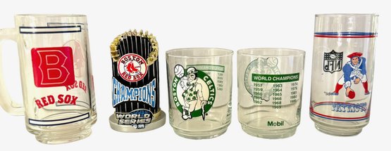 Vintage Boston Red Sox, Celtics, Patriots Glasses