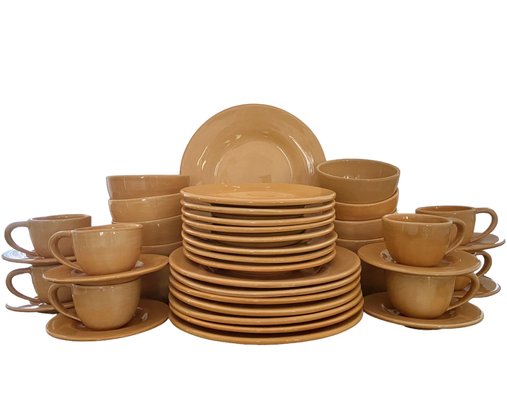 Vintage Pottery Barn Sausalito Amber Dinnerware Set Thirty-four Pieces