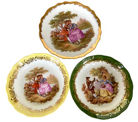 Vintage Porcelain Miniature Plates 'Courting Couple'  Limoges France