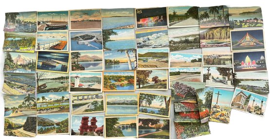 Collection Of Vintage Tinted Postcards - MostlyScenic & Transportation