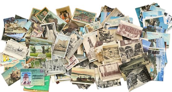 HUGE Lot Of Over 300 Vintage Postcards -Sepia, Hotels, Restaurants, Souvenirs & More