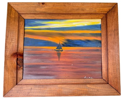 Sunset Sailing Oil On Board Painting