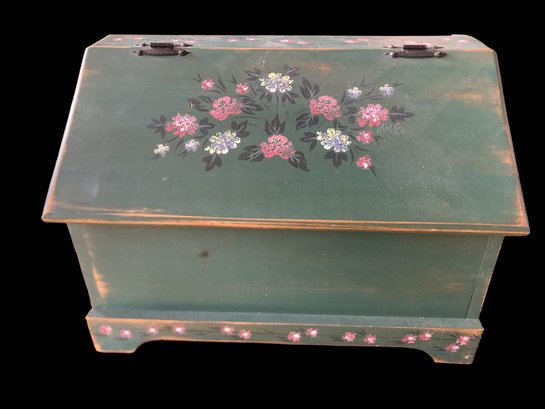 Toole Painted Small Trunk Filled With Material
