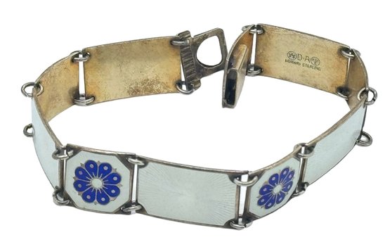 Vintage Norway Sterling Silver And Enamel Bracelet