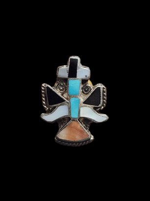 Vintage Sterling Silver Native American Zuni Pin