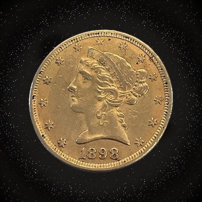 WOW! 1898 GOLD $5 Liberty Head Half Eagle Coin