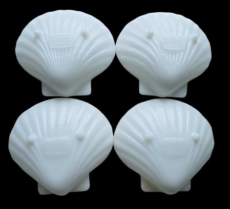 Lot Of 3 Glasbake Milk Glass Clam Shells 5' X 5-1/2' , 1' Tall