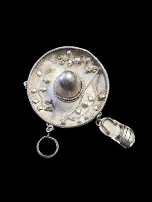 Vintage Sterling Silver Sombrero And Sandal Brooch/Pendant
