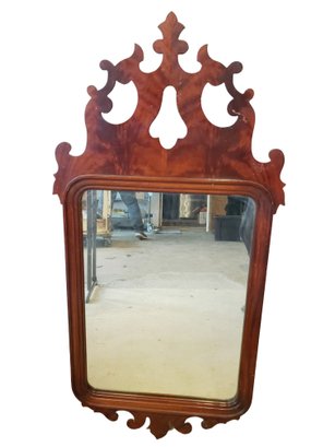 Antique Walnut Carved Fret Wall Mirror