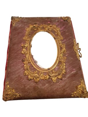 1880s Photo Album With Beveled Mirror.with Brass Accents, Mirror & Red Velvet Cover