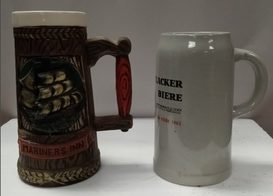 Tall Vintage Beer Steins - Worlds Fair (65) Dinkelacker Stuttegard & Napcoware Mariners Inn, Made In Japan A4