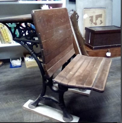 Antique O D Case Hartford, Conn Childs Desk With Fold Down Seat, Book Shelf & Opening Ink Well Opening CV1