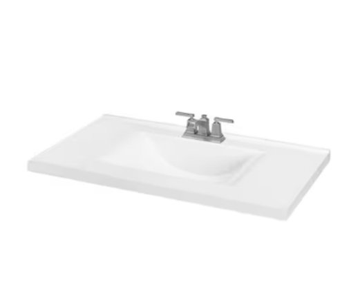 37-in White Cultured Marble Integral Single Sink Bathroom Vanity Top