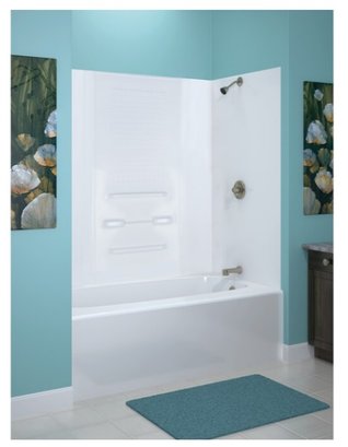 Peerless 31.5-in X 63-in X 78-in 5-Piece Glue To Wall White Bathtub Back Wall Panel