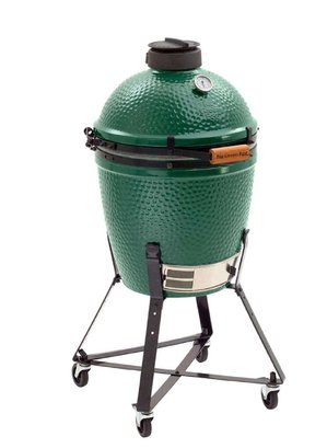 Medium Sized Big Green Egg Charcoal Grill & Smoker On Big Green Nest Wheeled Stand  $1300 Value
