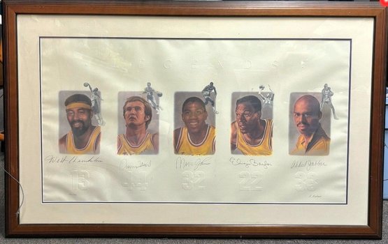 Los Angeles Lakers Autographs: Wilt Chamberlin, Jerry West, Magic Johnson, Jabbar, Baylor Lmtd Ed Print LP/CV2