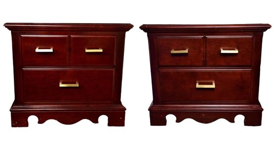 Pair Of Thomasville Impressions Huffman Koos Night Stands With Updated Brass Hardware