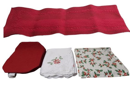 Collection Of Holiday William Sonoma Placemats, Table Runner, Napkins And Tablecloth