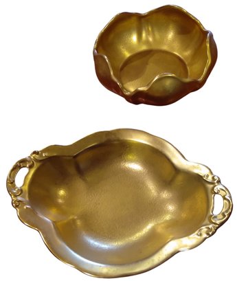 Pair Of Gold Pickard Candy Dishes