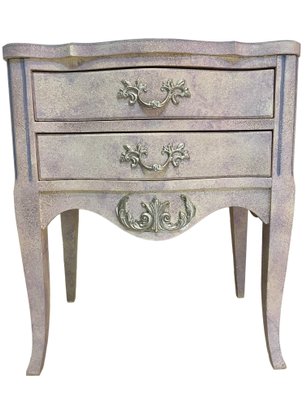 Vintage Provincial, Painted Two Drawer Side Table Or Night Stand.