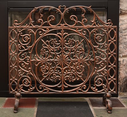 Vintage Ornate Wrought Iron Fireplace Screen
