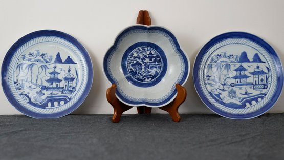 Chinese Export Blue And White Plates And Bowl