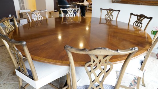 Magnificent Walnut Round Table And 8 Chairs By Smith&Watson New York