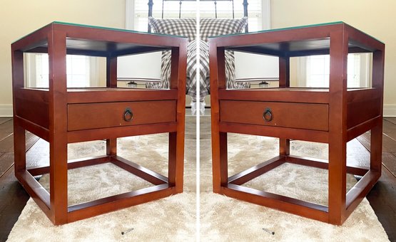 A Pair Of Handcrafted Nightstands By The Farmhouse Collection