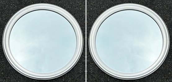 A Pair Of Large Modern Silver Tone Mirrors From The Howard Elliott Collection