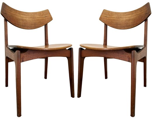 A Pair Of Vintage Danish Modern Teak Side Chairs By Eric Buch For Funder-Schmidt & Madsen, C. 1960's