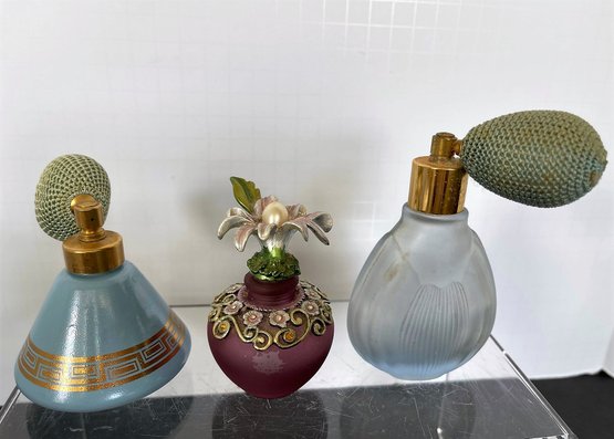 3 Vintage Perfume Bottles Tallest Measures 4.25' No Issues