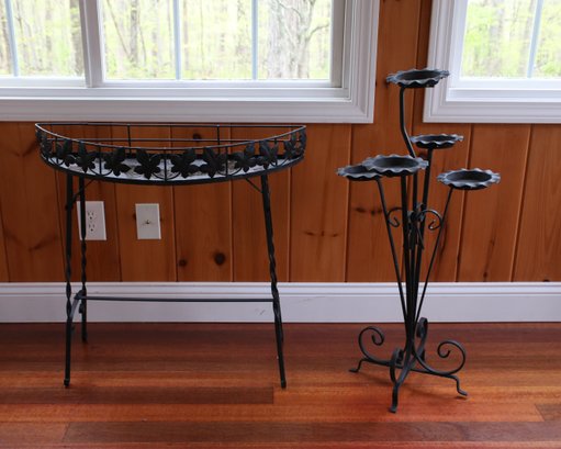 Pair Of Vintage Wrought Iron Plant Stands