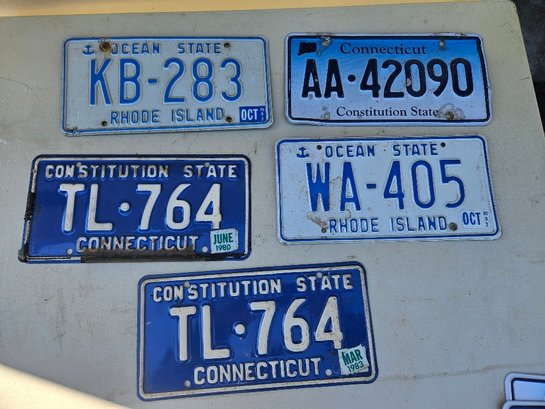 #111 - Lot Of 5 Older CT & RI License Plates 1980's And 1990's