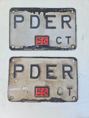 #110 - Vintage 1956 Connecticut Matching Antique License Plates