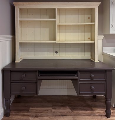Oversized 4 Drawer Wood Desk With Filing Drawer, Keyboard Pullout Shelf And Removable Shelving Unit