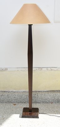 Modern Wood Floor Lamp With Beige Shade