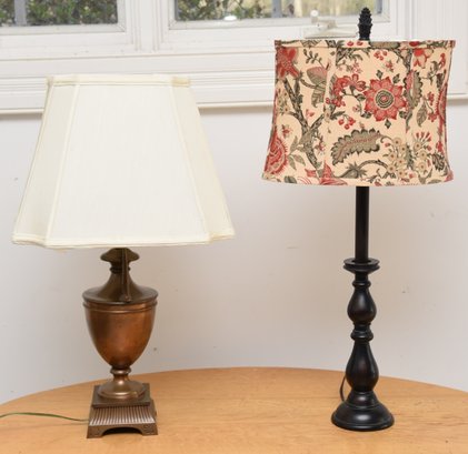 Pair Of Decorative Table Lamps 1 Wood  And 1 Metal