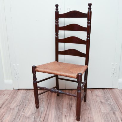 Vintage Ladderback Rustic Styled Chair With Woven Rush Seating