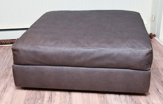 Oversize Ottoman With Nubby Faux Leather Fabric