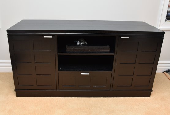 TV Console Stand Black Wood