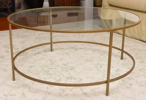 Modern Glass And Metal Circular Coffee Table