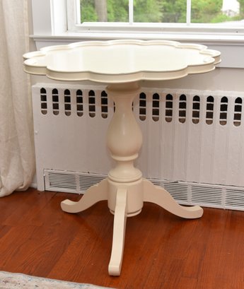 White Wood Scallop Edge Accent Table