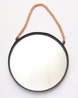 Nautical Themed Porthole Mirror With Rope Accent