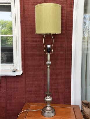 Table Top Reading Lamp With Silver Base And Green Shade